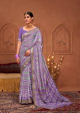 Lavender  Ikkat Print Saree